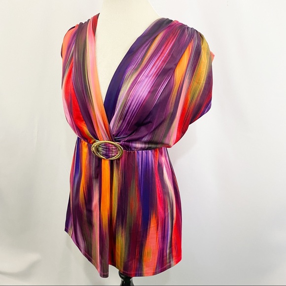 💋3/$20💋 Avon Colorful Sleeveless V-Neck Blouse Boho Blouse - Picture 3 of 7